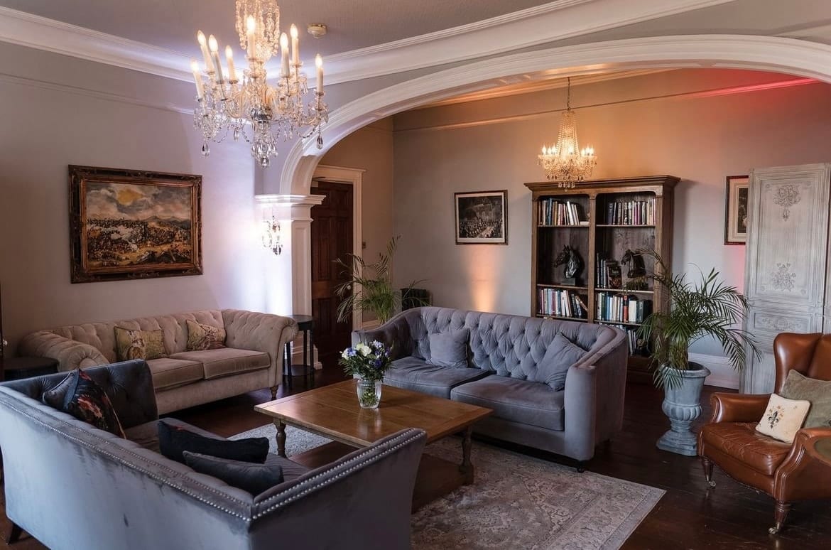 Elegant room used for seminars and discussions at Glewstone Court